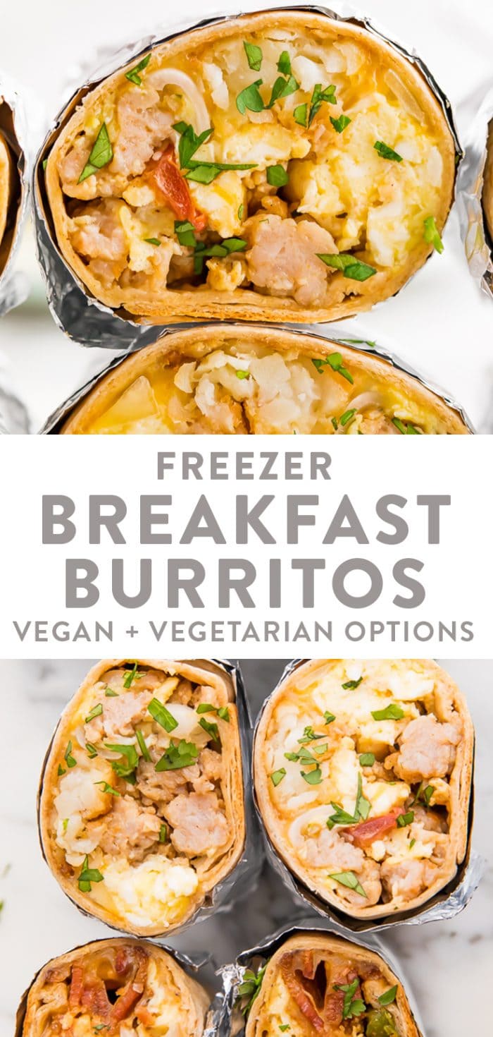 Freezer breakfast burritos Pinterest graphic