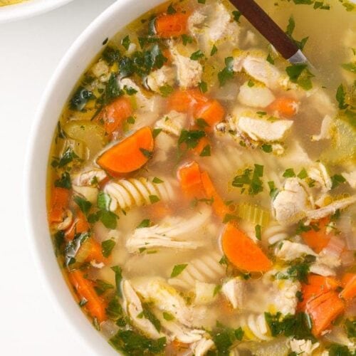 soup served in a white bowl