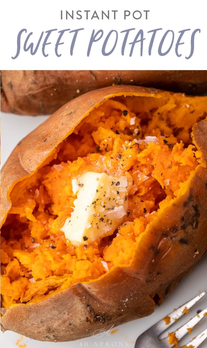 Instant Pot sweet potatoes Pinterest graphic