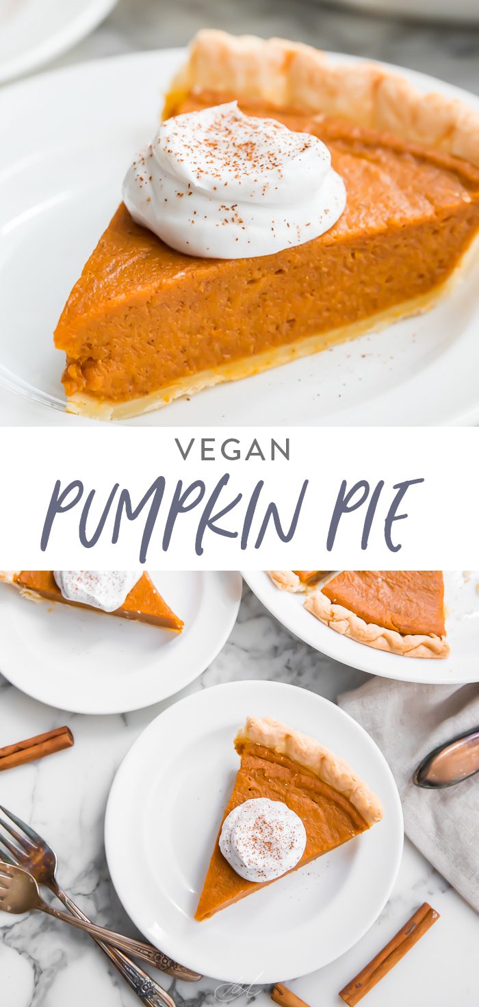 Vegan pumpkin pie Pinterest graphic