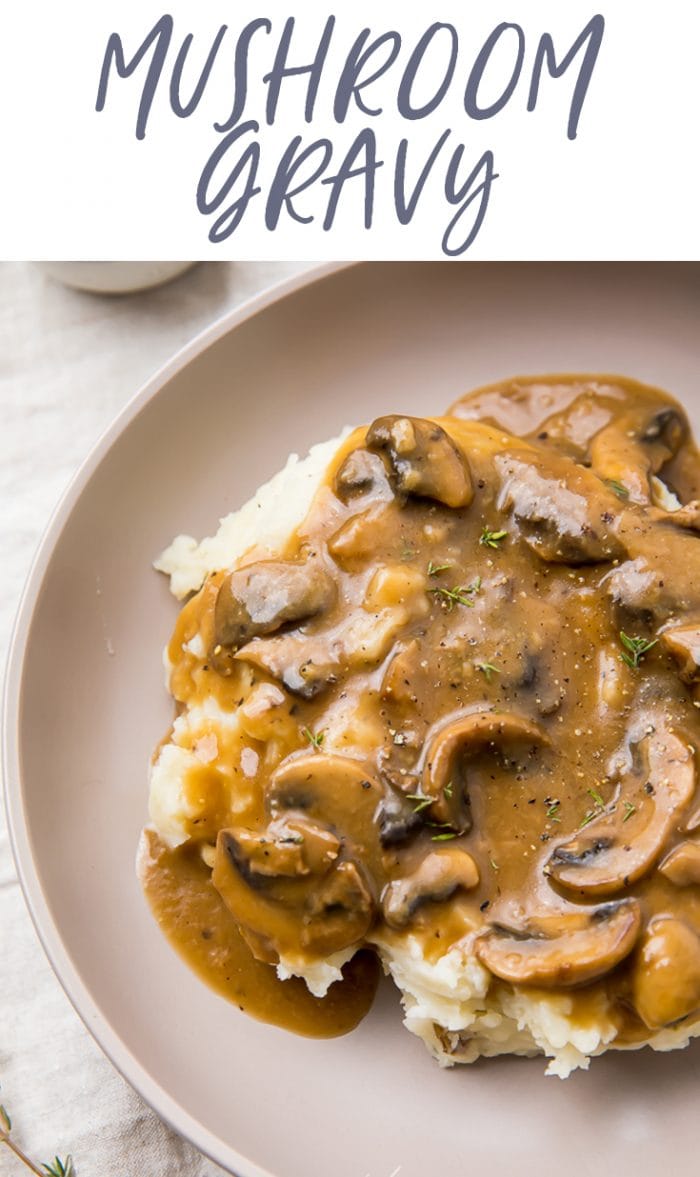 Mushroom gravy Pinterest graphic