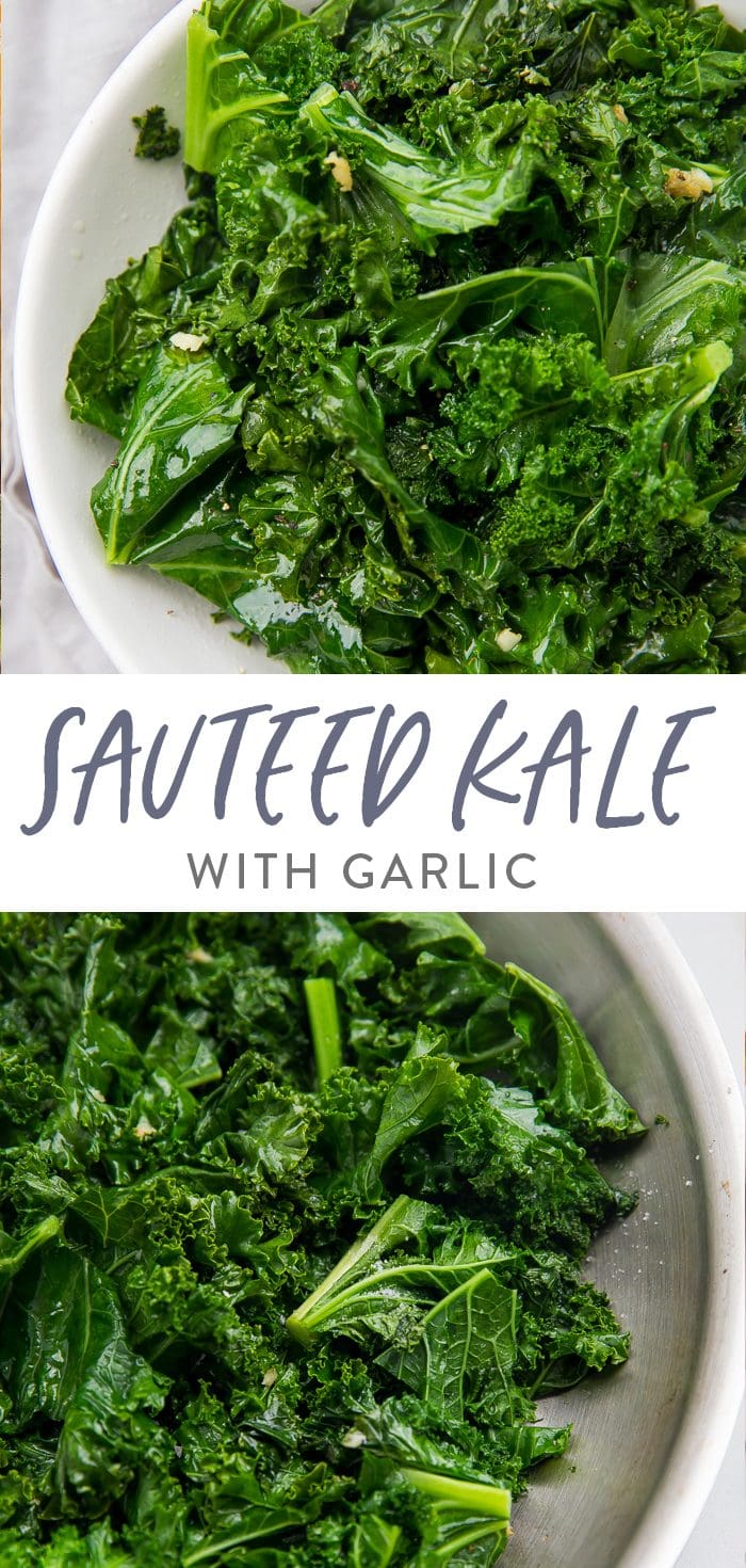 Sauteed kale with garlic Pinterest graphic