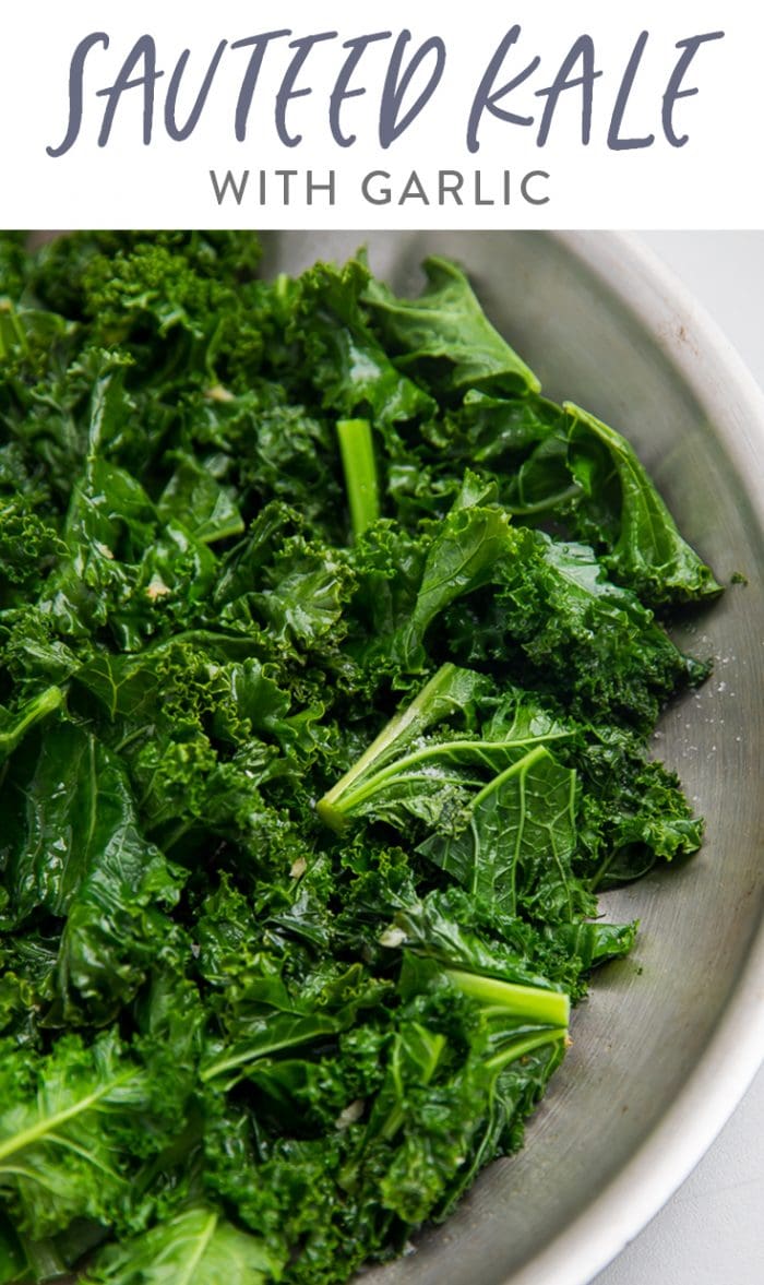 Sauteed kale with garlic Pinterest graphic