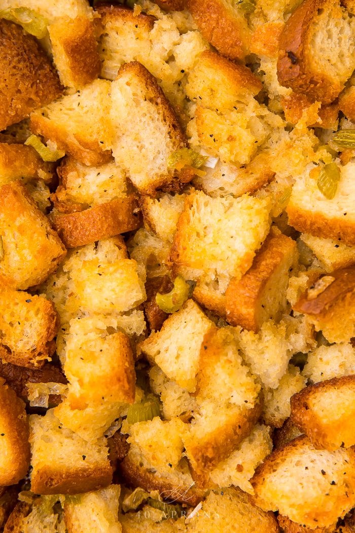 Close up of gluten free stuffing