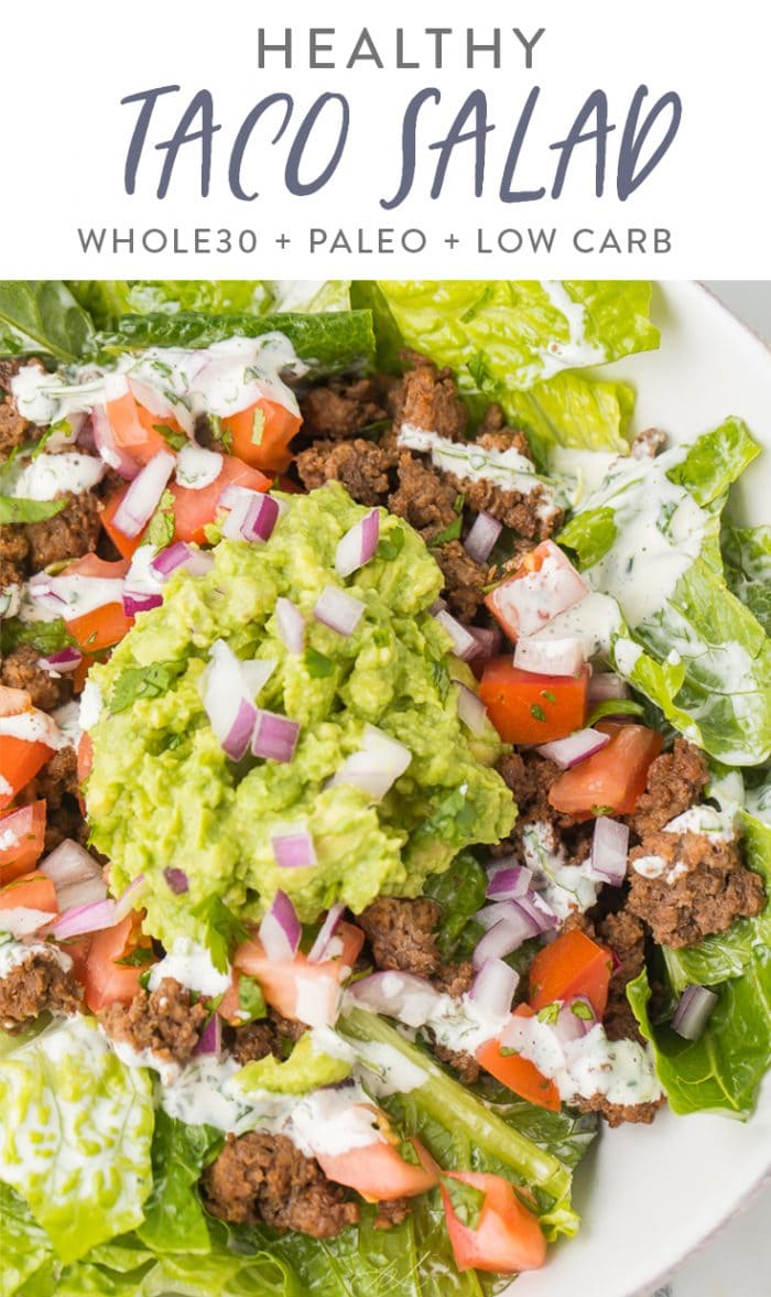 Healthy Taco Salad Pinterest graphic