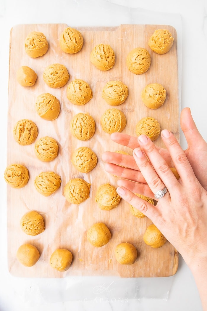 Rolling the treats in hands