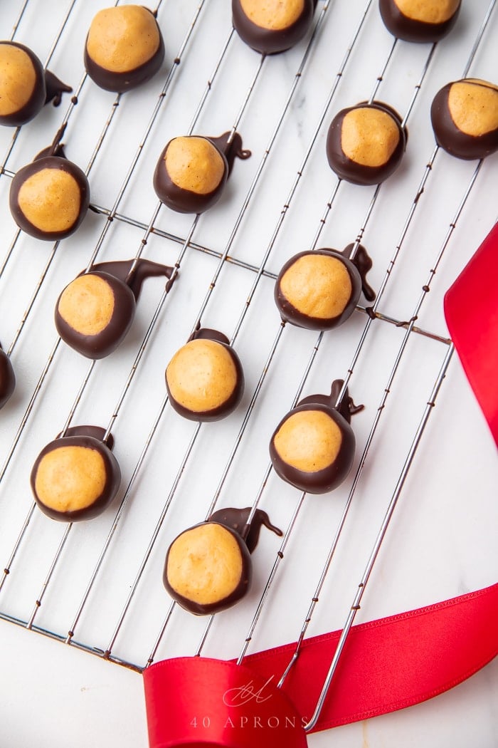 Keto buckeyes on a cooking rack