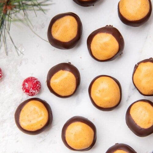 keto buckeyes dipped in chocolate