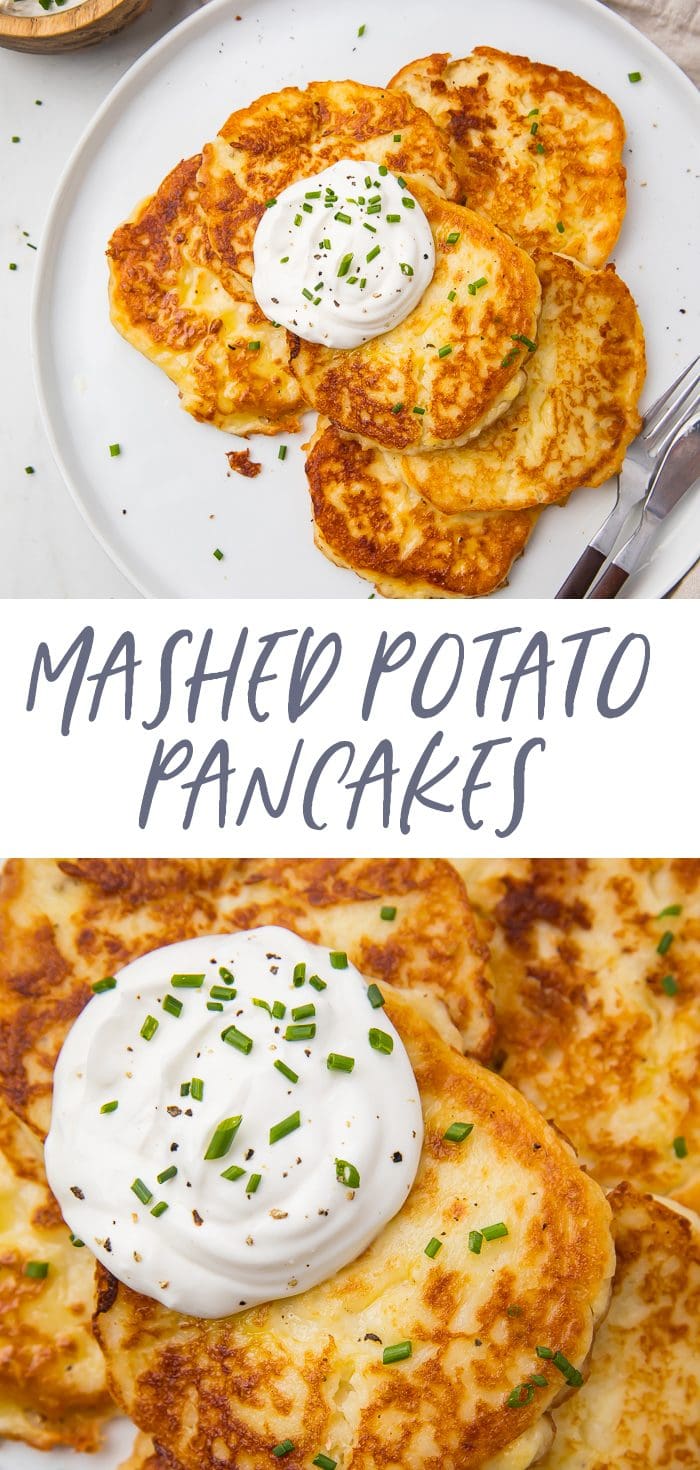 Leftover mashed potato pancakes recipe pinterest graphic