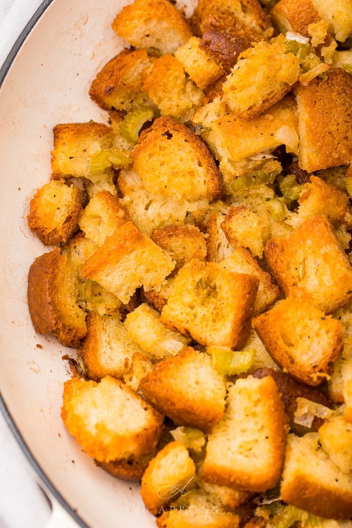 gluten free stuffing on a white plate