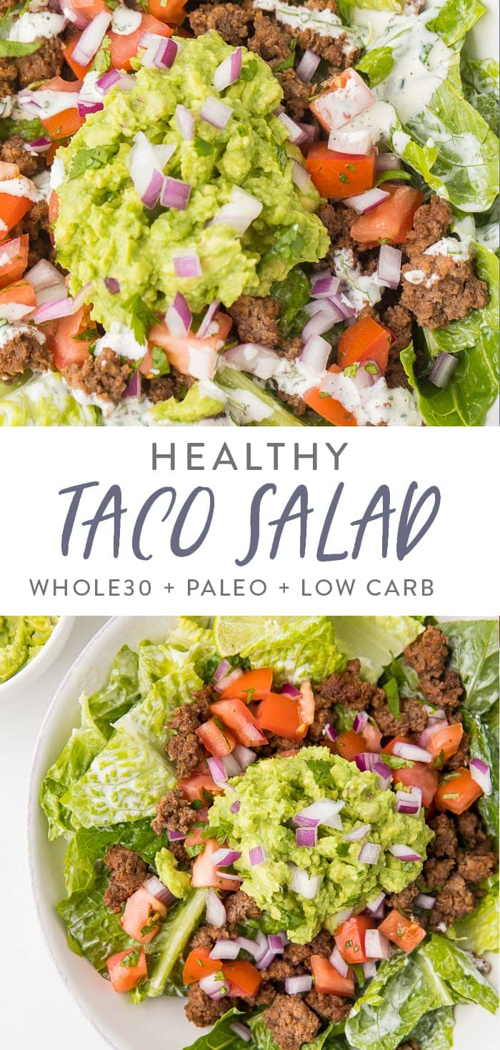 Healthy Taco Salad Pinterest graphic