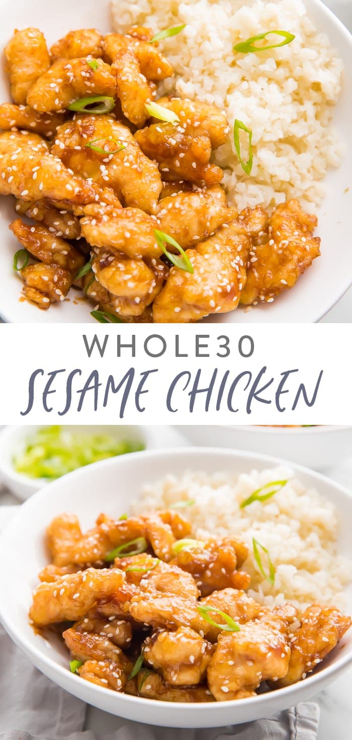 Whole30 Sesame Chicken Pinterest graphic