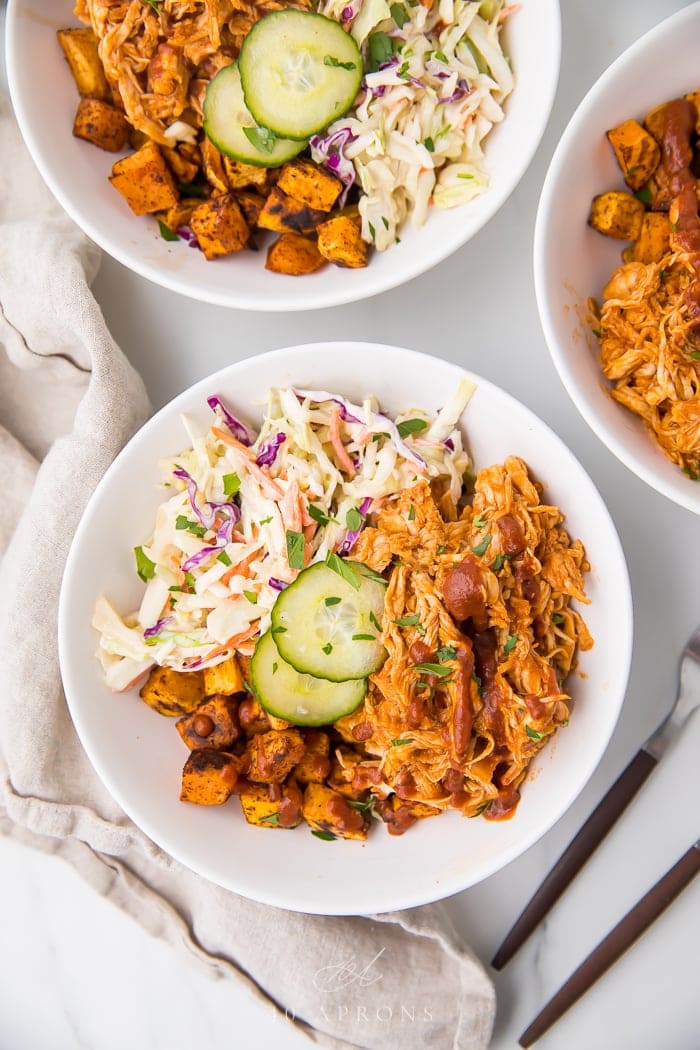 Two BBQ chicken bowls