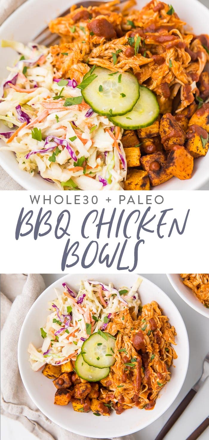 BBQ Chicken Bowls (Whole30, Paleo) Pinterest graphic