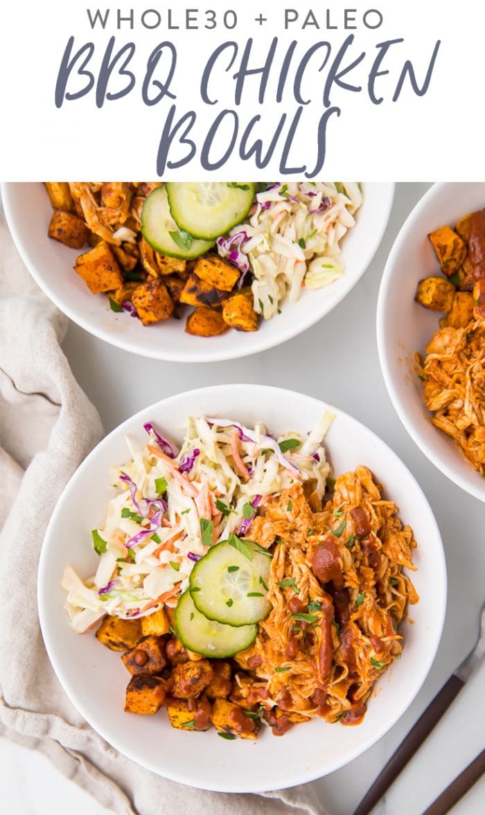 BBQ Chicken Bowls (Whole30, Paleo) Pinterest graphic