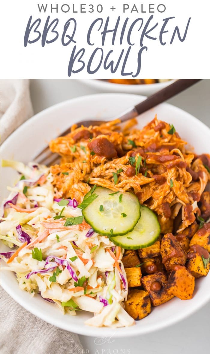 BBQ Chicken Bowls (Whole30, Paleo) Pinterest graphic