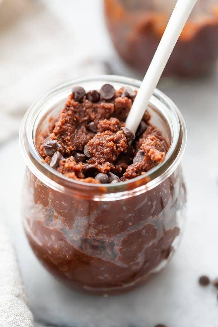 Jar of edible brownie batter