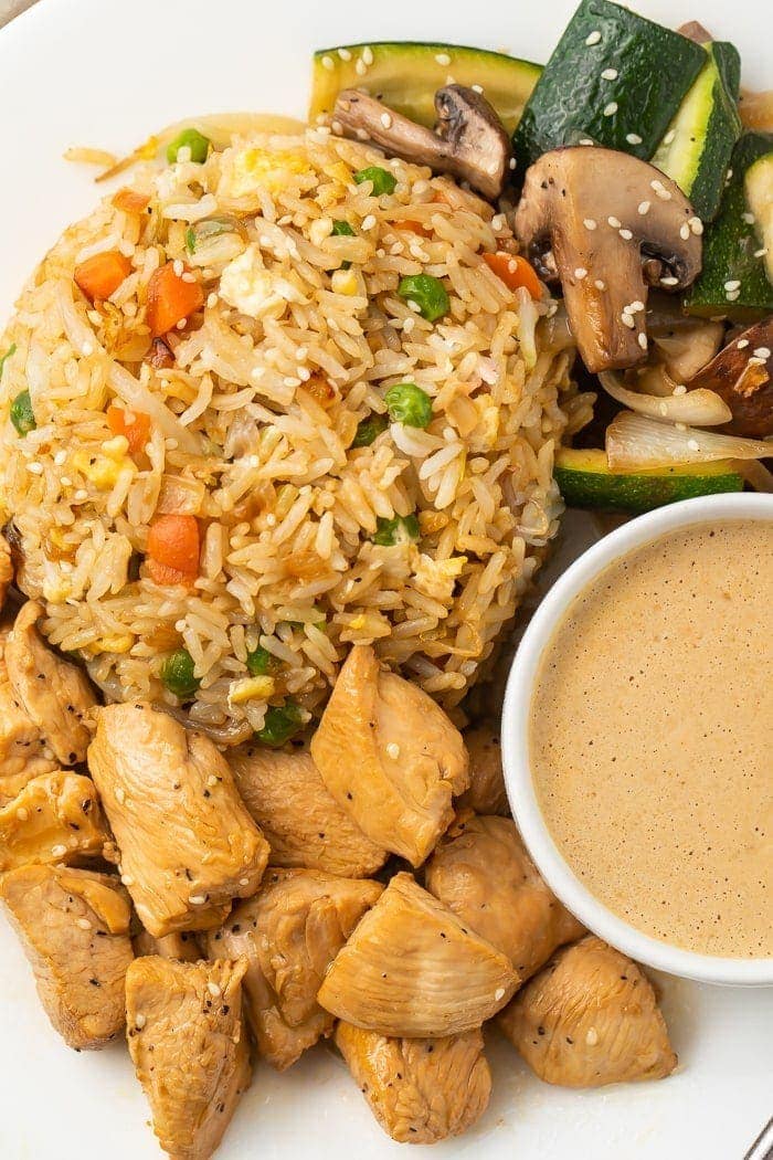 Hibachi Chicken with Fried Rice and Vegetables