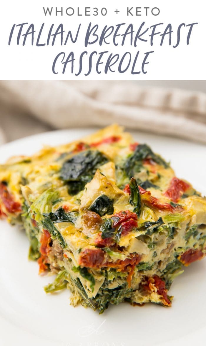 Italian Breakfast Casserole (Whole30 + Keto) Pinterest graphic