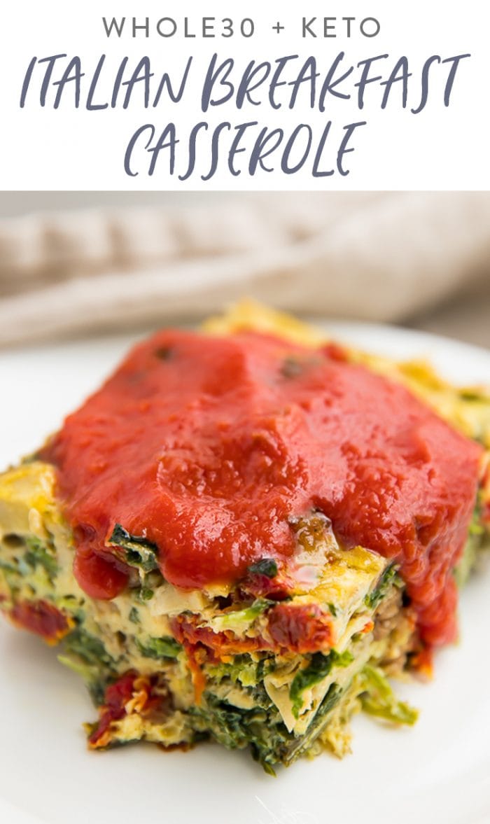 Italian Breakfast Casserole (Whole30 + Keto) Pinterest graphic