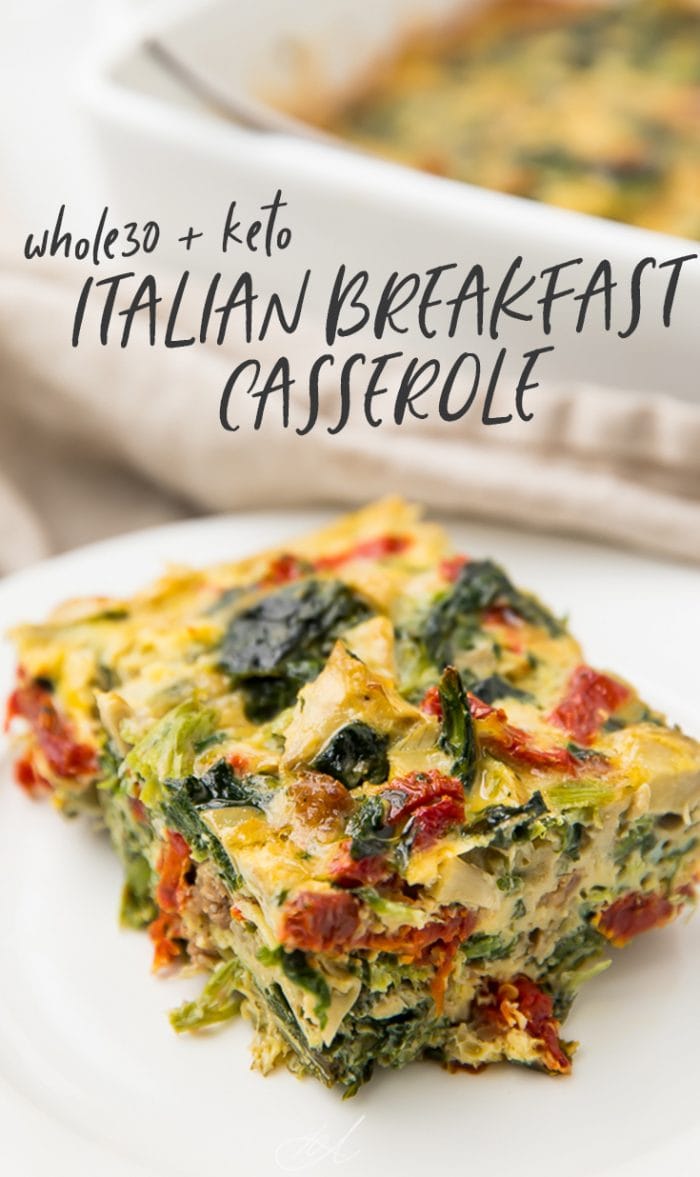 Italian Breakfast Casserole (Whole30 + Keto) Pinterest graphic