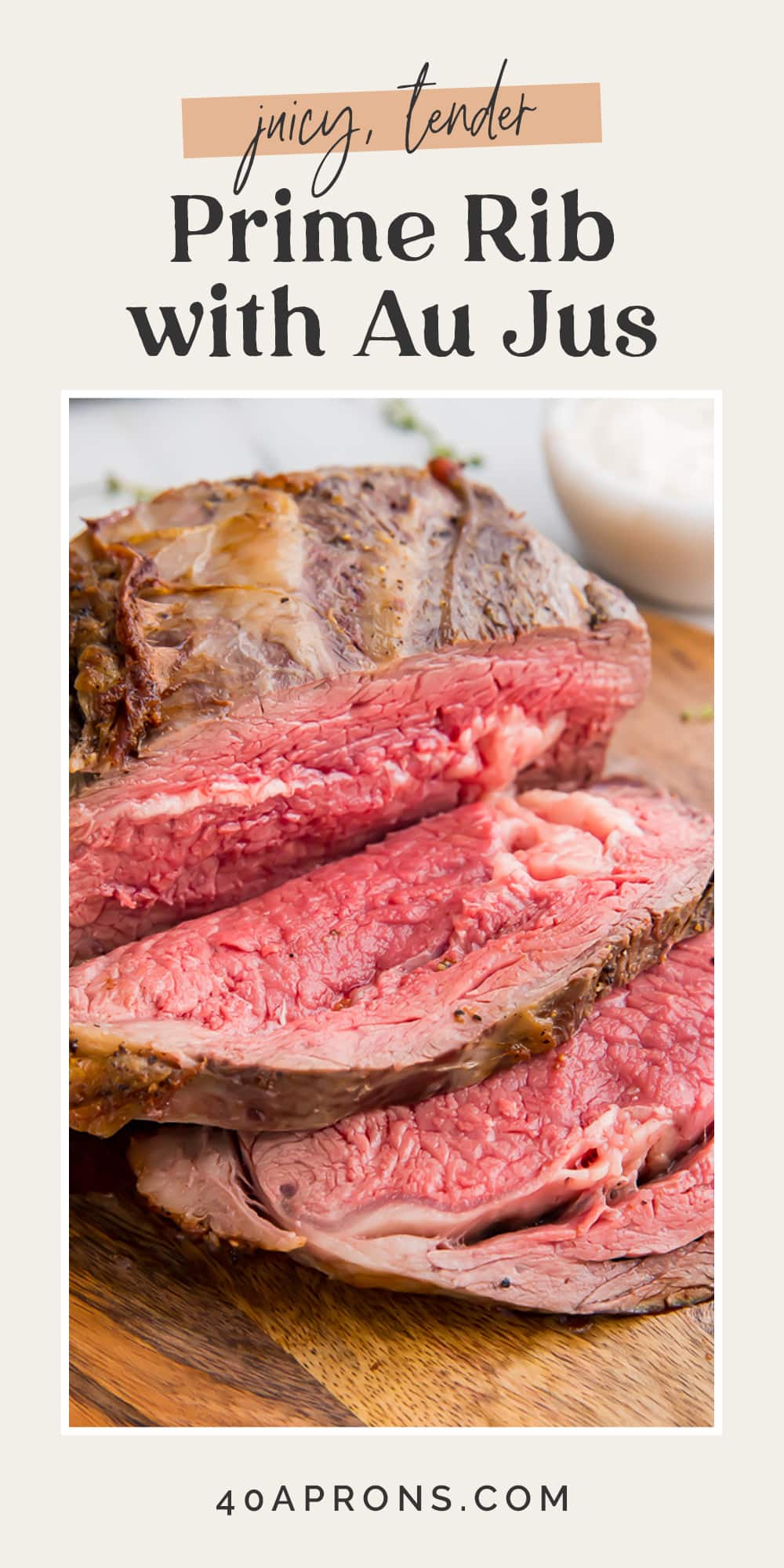 Pin graphic for prime rib with au jus.