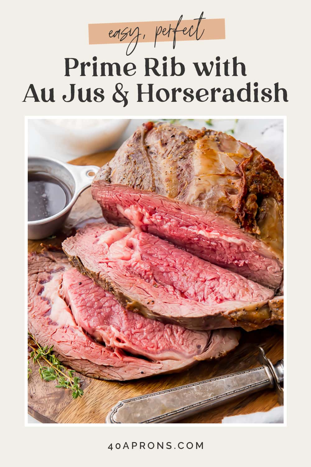 Pin graphic for prime rib with au jus.