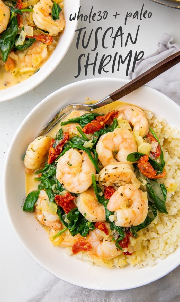 Tuscan Shrimp (Whole30, Paleo) Pinterest graphic