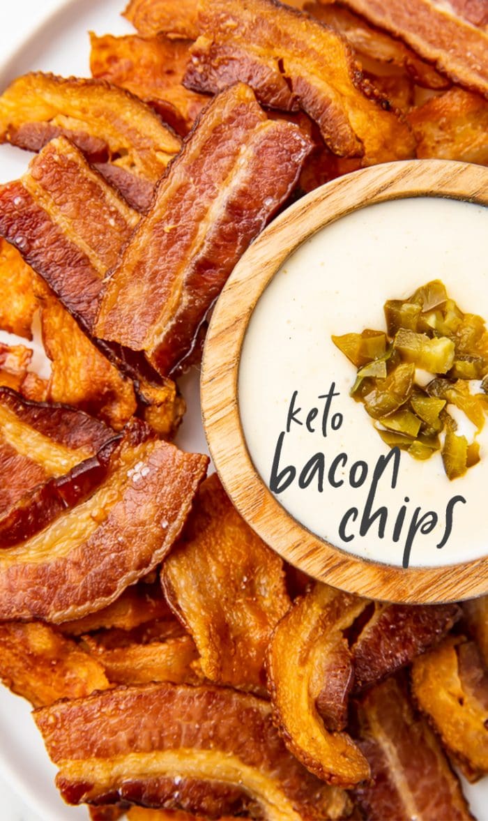 Keto Bacon Chips Pinterest graphic