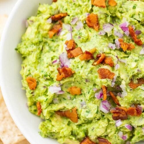 Bowl of bacon guacamole