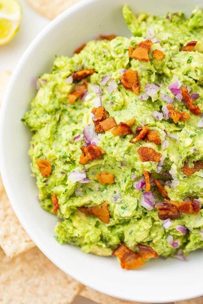 Bowl of bacon guacamole