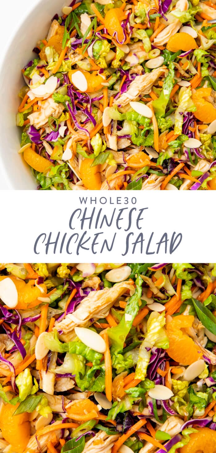 Pinterest graphic for whole30 chinese chicken salad