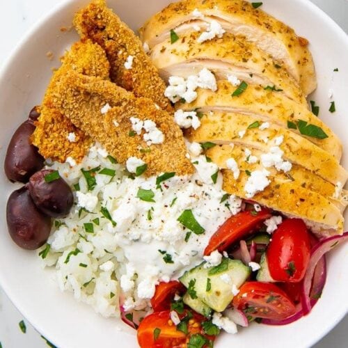 Loaded Greek chicken bowl