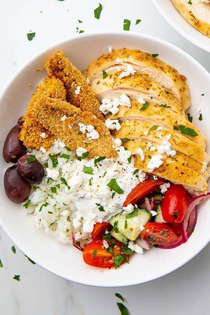 Loaded Greek chicken bowl