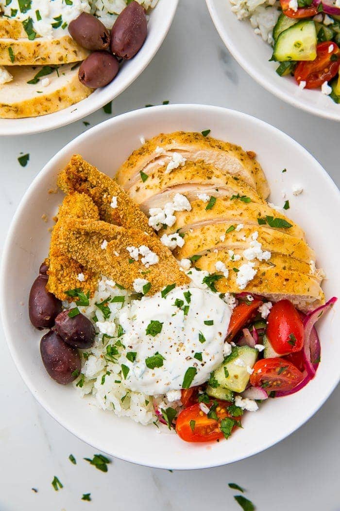 Loaded Greek chicken bowl