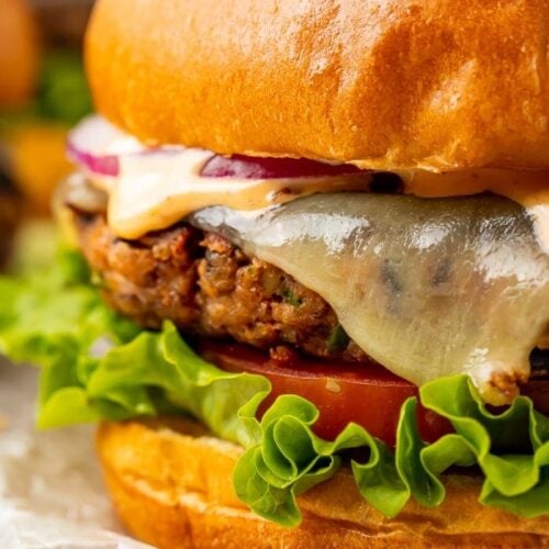 Close-up of black bean burger recipe