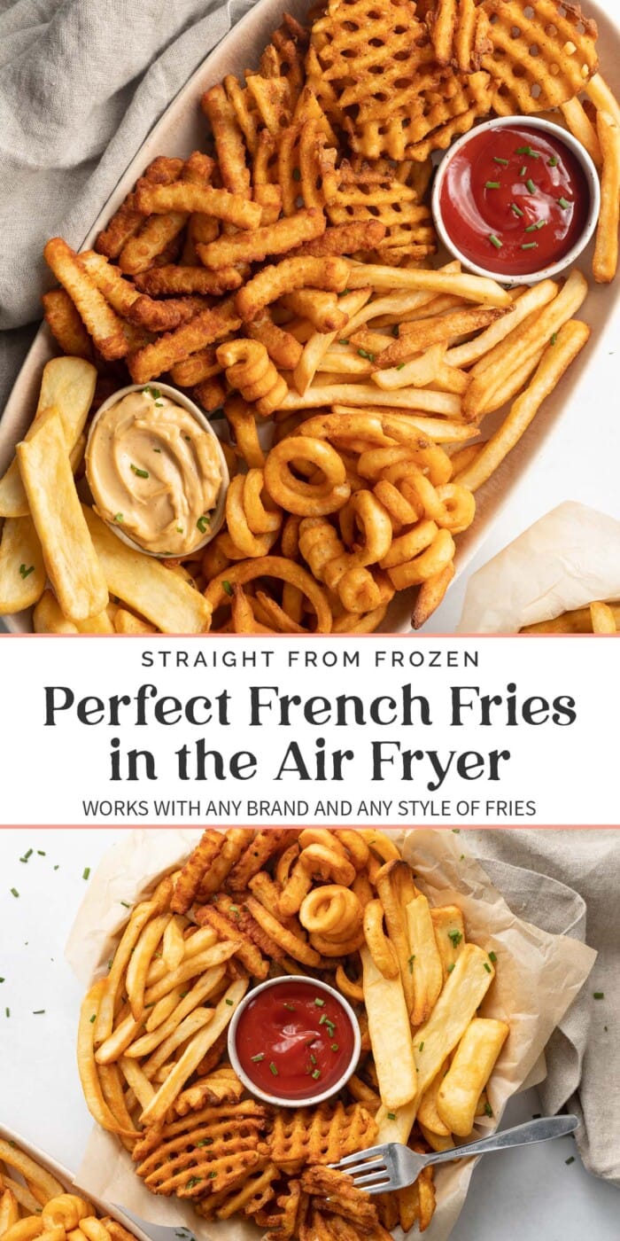 Pin graphic for air fryer frozen french fries