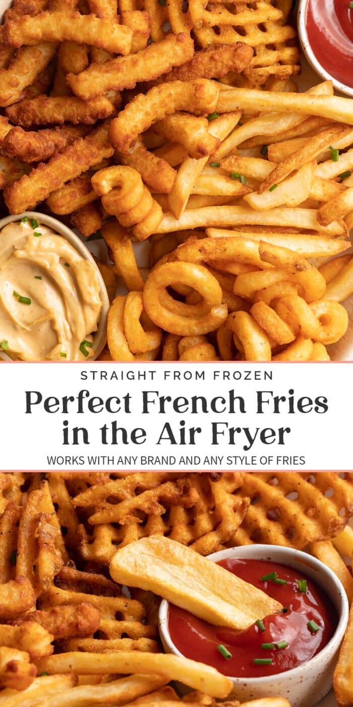 Pin graphic for air fryer frozen french fries