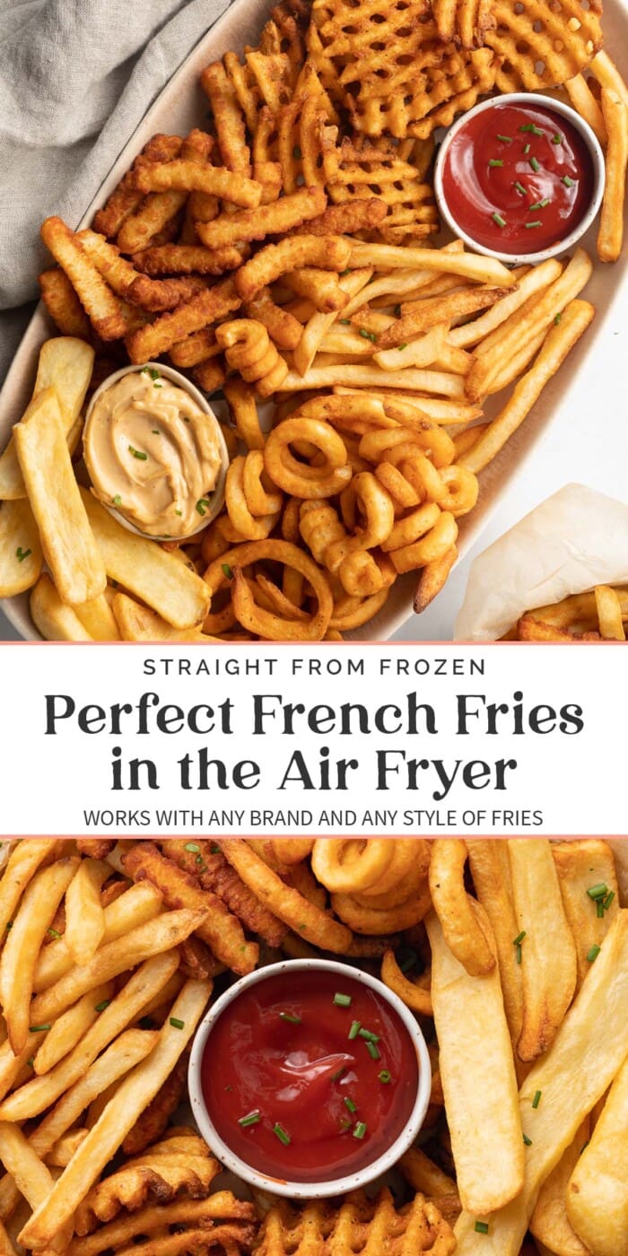 Pin graphic for air fryer frozen french fries