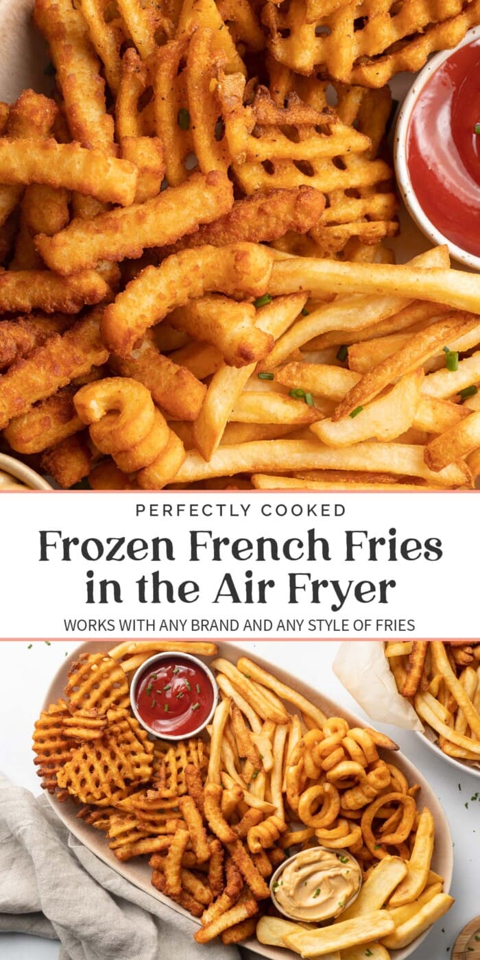 Pin graphic for air fryer frozen french fries