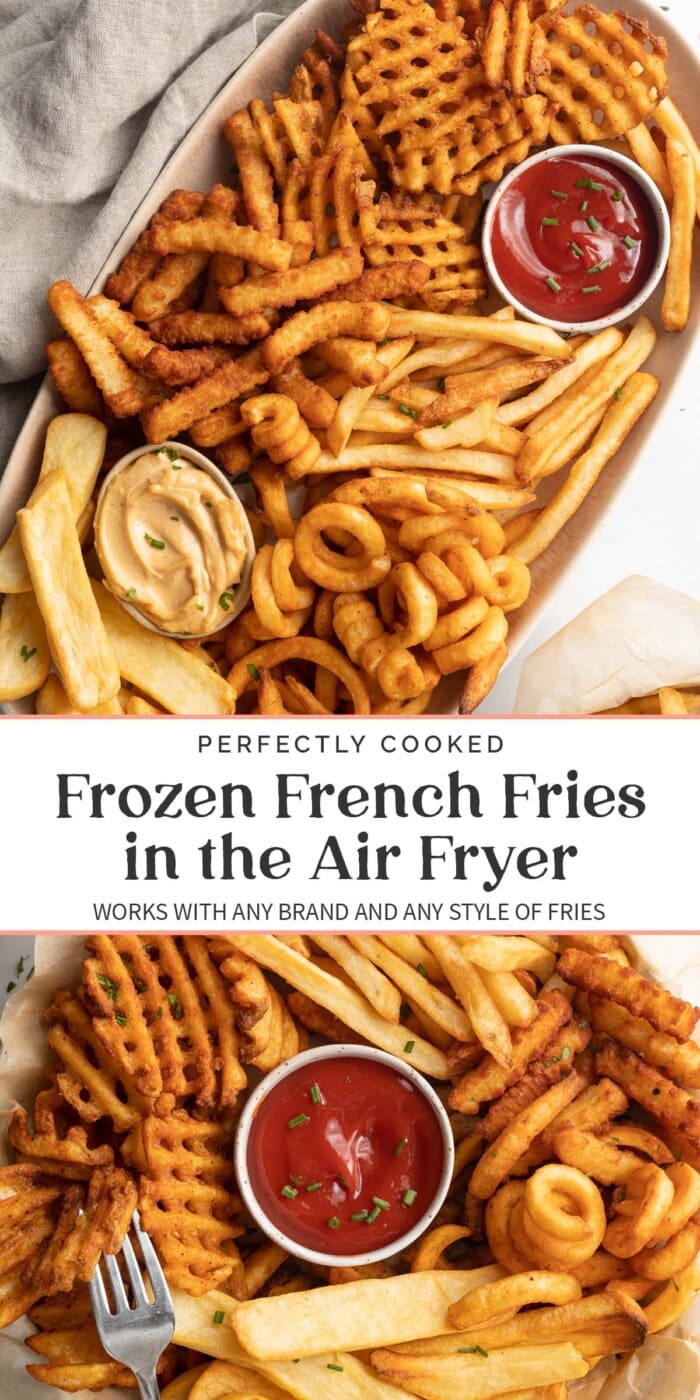 Pin graphic for air fryer frozen french fries