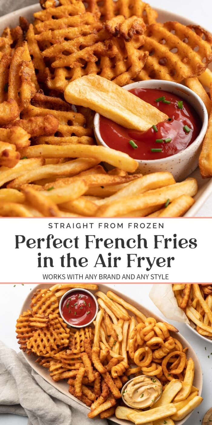 Pin graphic for air fryer frozen french fries