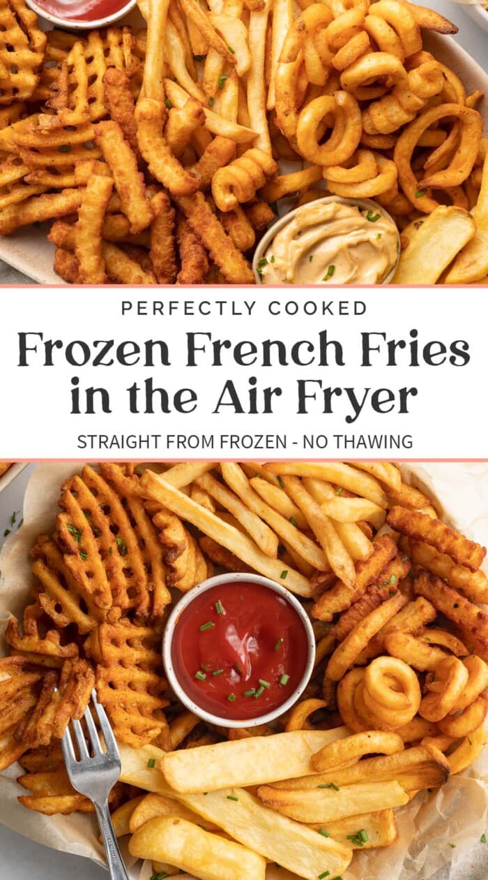 Pin graphic for air fryer frozen french fries