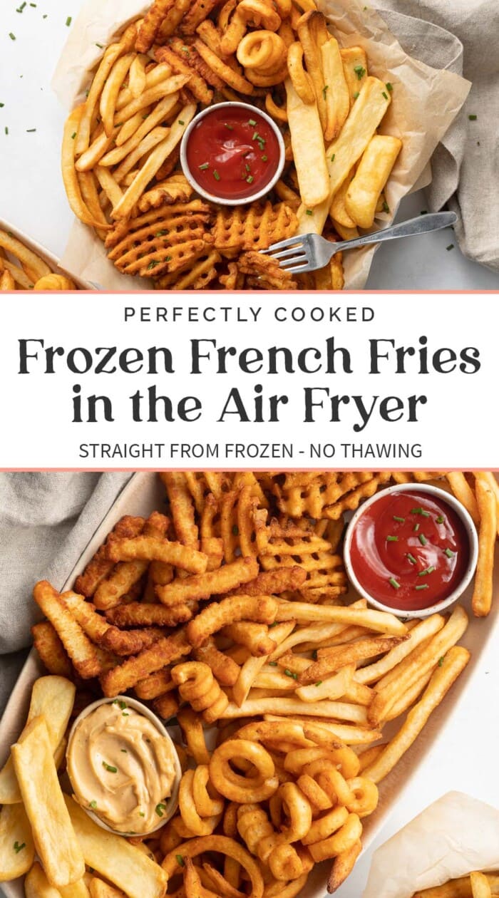 Pin graphic for air fryer frozen french fries