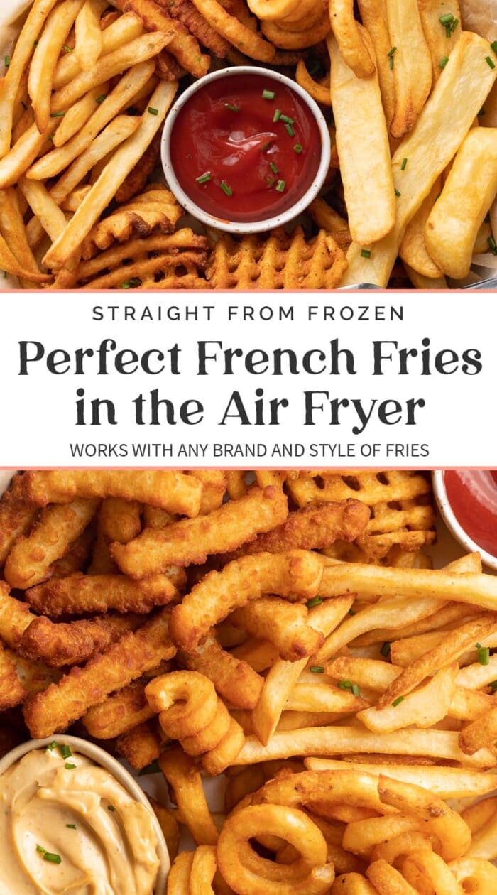 Pin graphic for air fryer frozen french fries