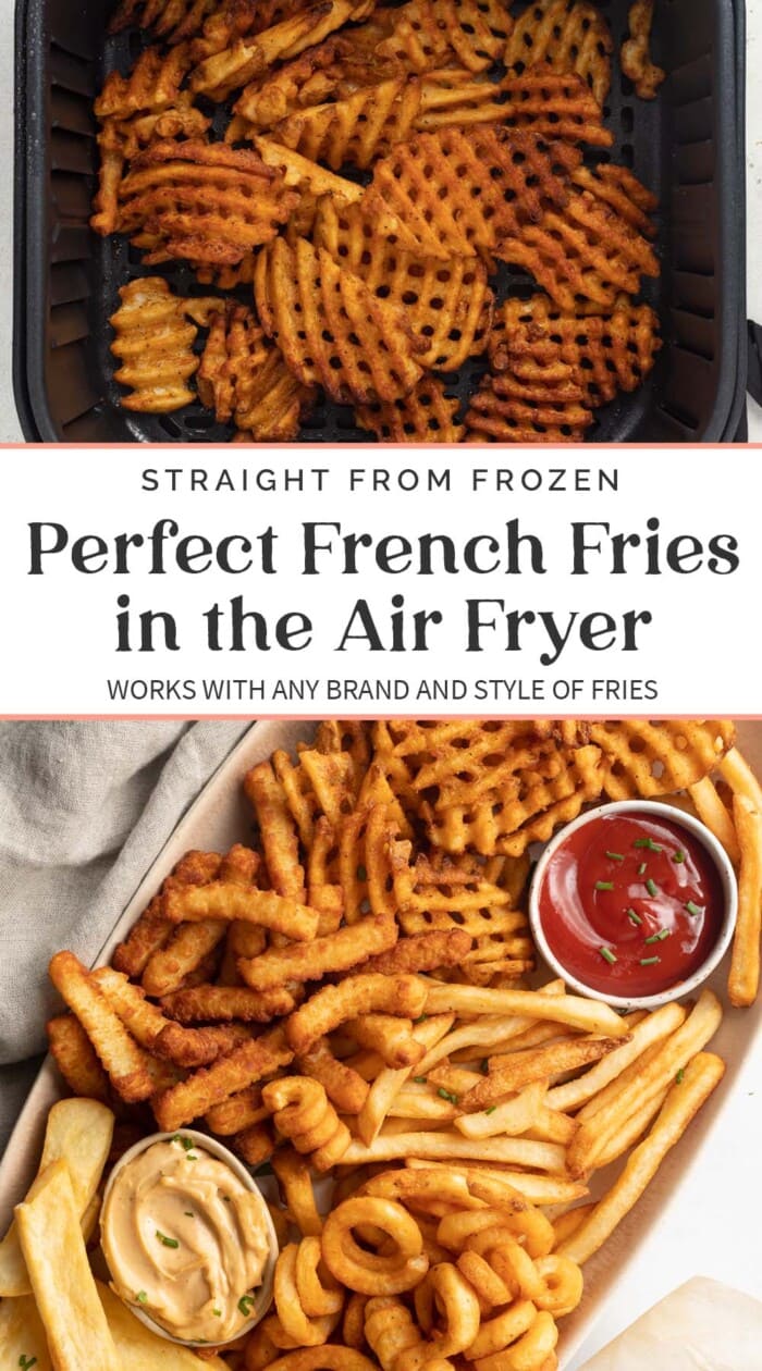 Pin graphic for air fryer frozen french fries