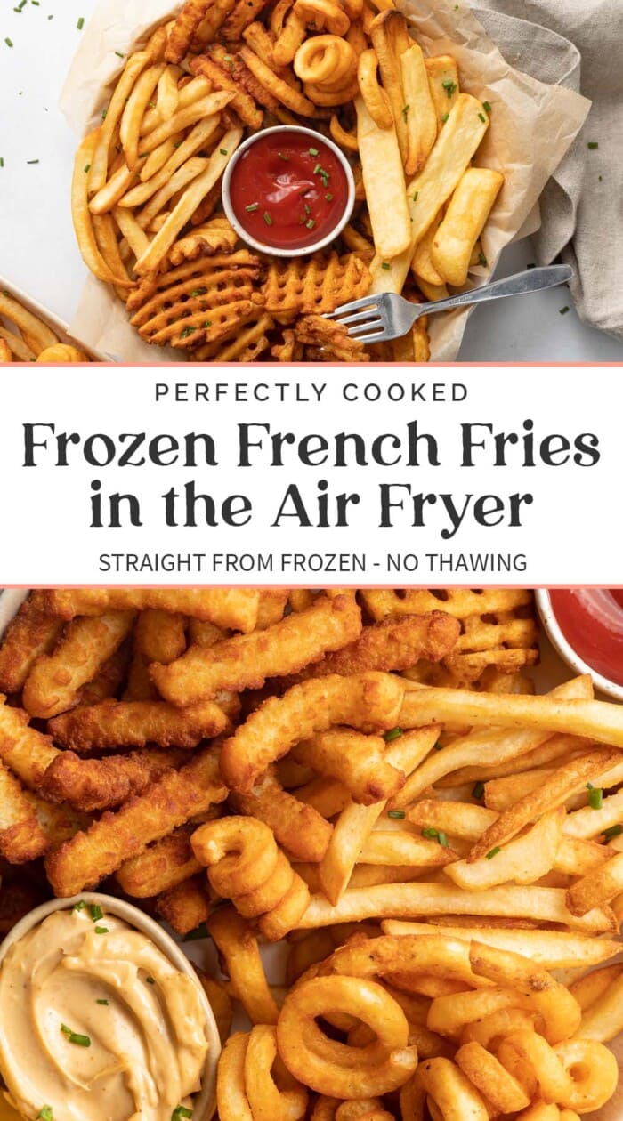 Pin graphic for air fryer frozen french fries