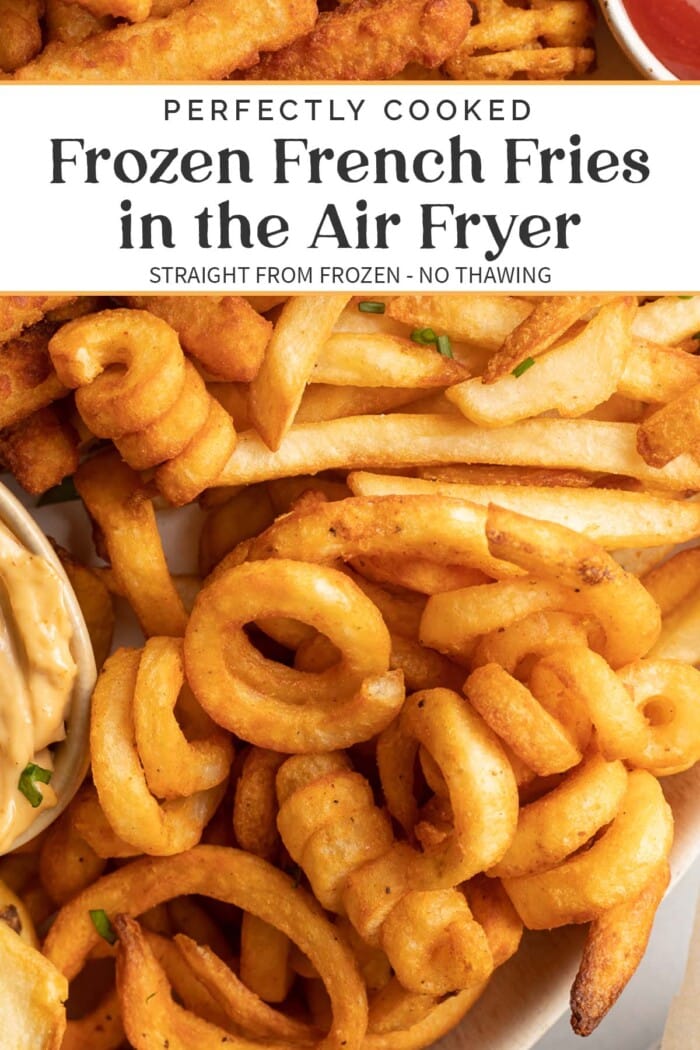 Pin graphic for air fryer frozen french fries