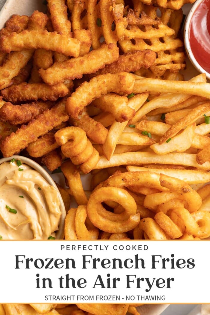 Pin graphic for air fryer frozen french fries