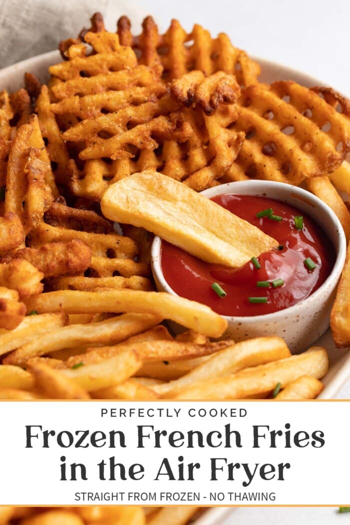 Pin graphic for air fryer frozen french fries